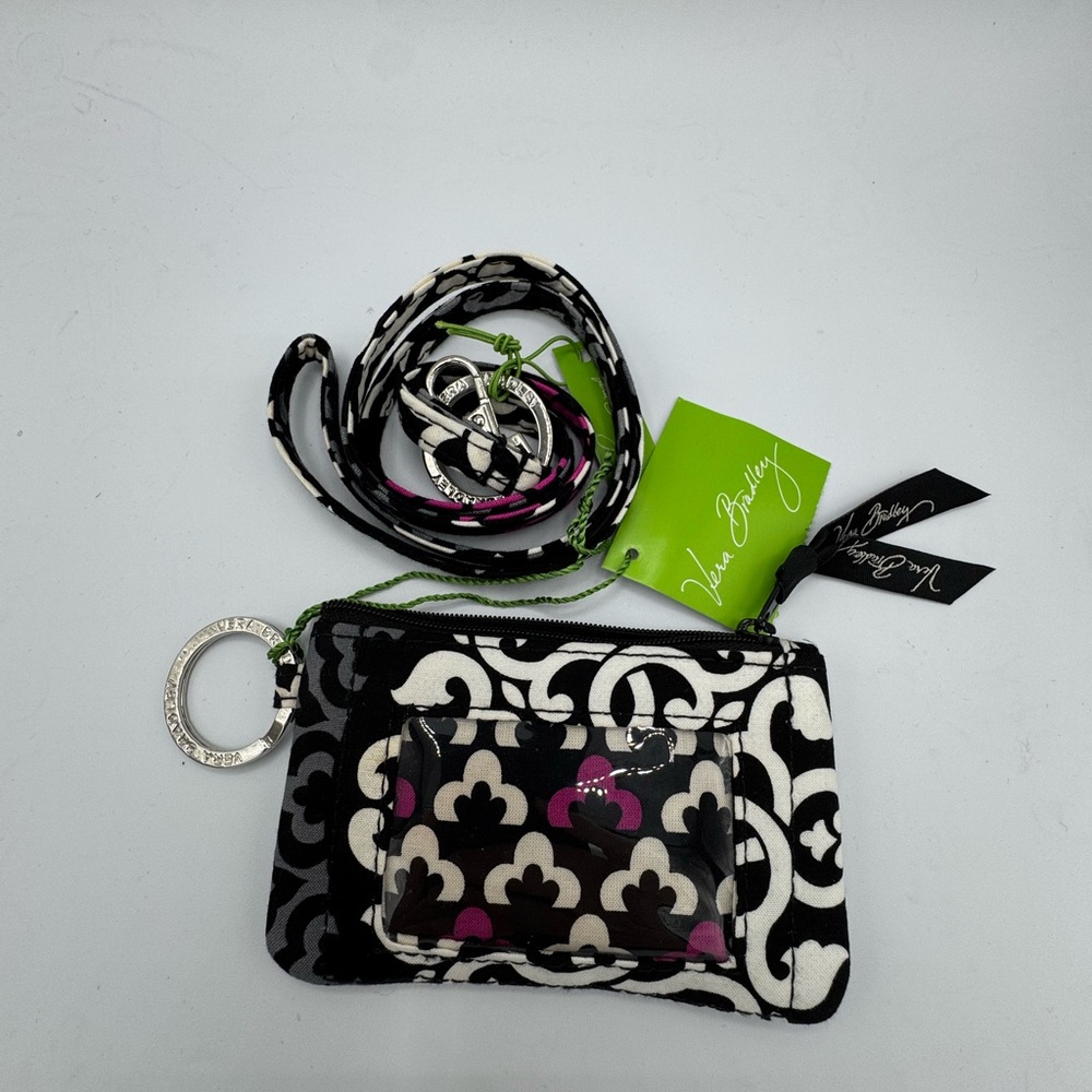 Vera Bradley Zip ID Case Lanyard Cranberry Magenta NWT